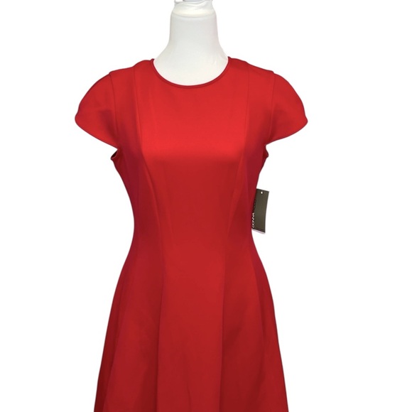 Donna Ricco Cutout Roses Hem Red Dress - Picture 6 of 8